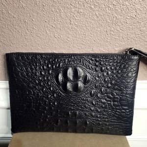 Black Faux Croc Wristlet NWT